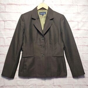 Evan Picone Suit Jacket Womens 8 Brown Herringbone Lined Blazer Career Office